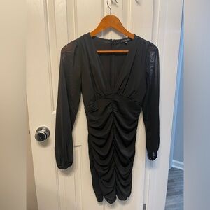 Stella Luce Black Ruched Long Sleeve Dress
